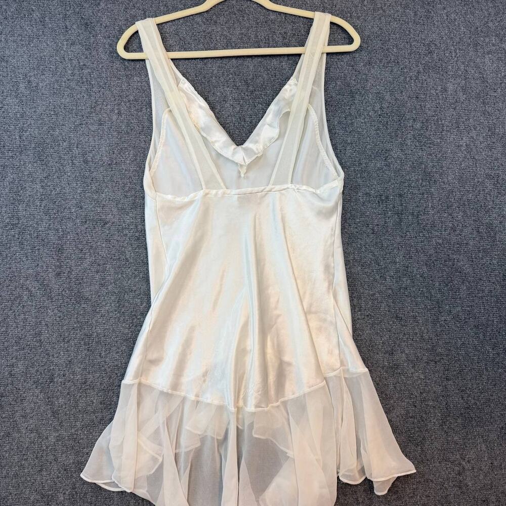 Vintage Victoria’s Secret White Slip Dress Bow Ruffle Sheer Medium - Picture 10 of 16